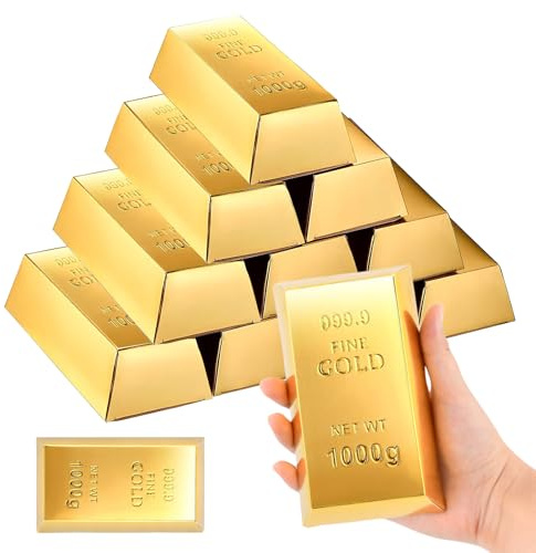 24 Stück Goldene Schatzboxen für Kindergeburtstag, Goldbarren Design Bonbonboxen für Partys und Schatzsuchen – Geschenkboxen Süßigkeitenboxen für Piratenthemen, Weihnachten und Halloween