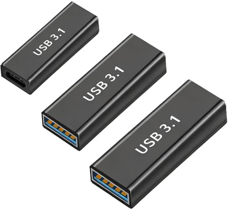 tiyiyok 3 Pièces Adaptateur USB C vers USB 3.1, Convertisseur USB C Femelle vers USB 3.1 A Femelle, Ransfert de Données, Charge Rapide, Sortie Audio, pour Connecter Deux Cordons USB Mâles, Connecteu