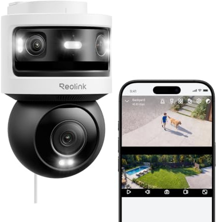 Reolink OMVI 3i WiFi, WLAN Kamera Outdoor, 10MP+8MP Dreifachobjektiv | 10MP 180° Panorama & 4K PT, SyncTrack & Auto-Tracking, 5GHz Wi-Fi 6, Überwachungskamera Aussen, KI-Videosuche, 24/7 Aufnahme