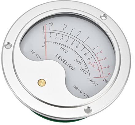 ZDETGU 120 Mm VU-Meter, Hochgenaues Pegelmessgerät aus Aluminiumlegierung für Audiosysteme, Aufnahmestudios und Heimwerkerprojekte, 12 V Empfindlicher Zeiger mit Hintergrundbeleuchtung, Stabil
