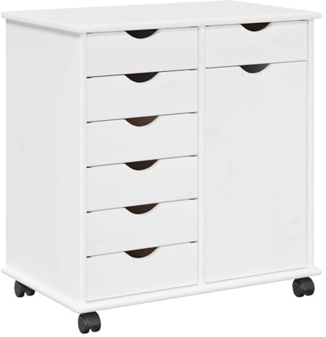 vidaXL Rollschrank 63,5 x 39 x 65,5 cm Massivholz Kiefer Weiß
