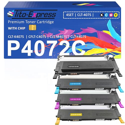 CLT-P4072C CLT-4072S Kompatibel für Toner Samsung CLP-320 CLP-320N CLP-325 CLP-325N CLP-325W CLX-3185FN CLX-3185FW CLX-3185N CLX-3185 K407S Y407S C407S M407S Schwarz Cyan Gelb Magenta 4er-Pack