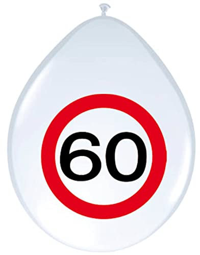 8 Luftballons Motiv Schild Zahl 60. Geburtstag Party Deko 60