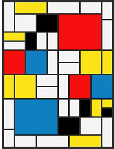 Wee Blue Coo Mondrian Abstract Cubes Squares Old Master Painting Art Print Poster Wall Decor Kunstdruck Poster Wand-Dekor-12X16 Zoll