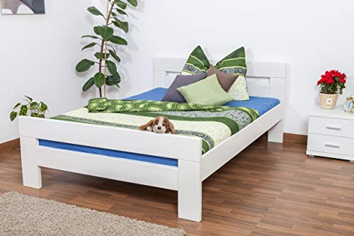 Jugendbett Easy Premium Line K6, 140 x 200 cm Buche Vollholz massiv weiß lackiert