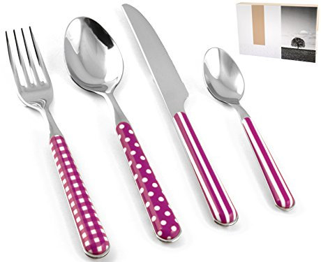 Home Mango Lila Servicio de Cubiertos Piezas vence decoración Mesa, Metal, 24 pezzi, Unidades