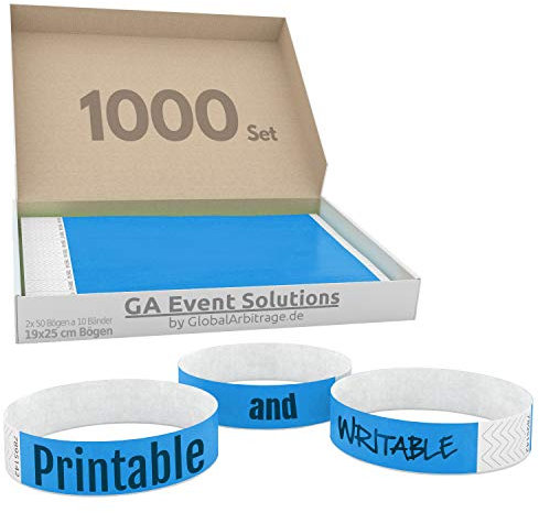 Global Arbitrage Event Solutions GA Event Solutions Einlassbänder aus Tyvek Light Blue 1000 Stück hellblau