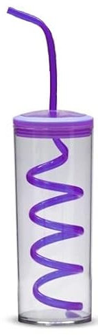 AVENUELAFAYETTE Verre 330 ML avec Paille Spirale Couleur (Violet)