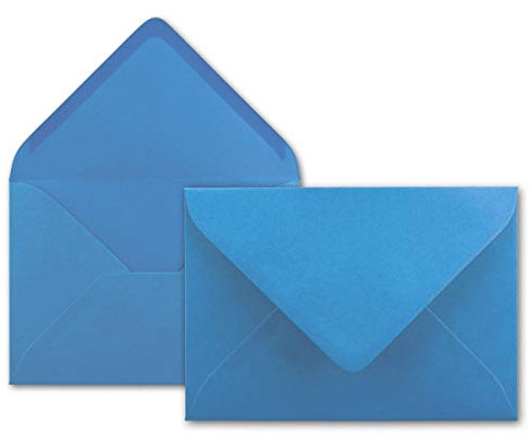 50x Brief-Umschläge in Himmel-Blau - 80 g/m² - Kuverts in DIN B6 Format 12,5 x 17,6 cm - Nassklebung ohne Fenster