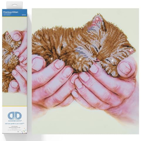 DIAMOND DOTZ DD7.011 - Original 5D Diamond Painting Set Kostbares Kätzchen, Kreativset mit 4.888 Diamant Mosaiksteinen, Malset ca. 40 x 52 cm, DIY Komplettset für Erwachsene und Kinder ab 8 Jahren, Bunt
