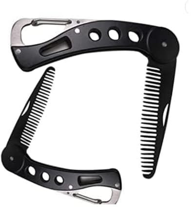 EXFEA Careor Bartkamm aus Edelstahl, faltbar, für Männer, zum Pflegen & Kämmen von Haaren, Bärten und Schnurrbärten, Bart- und Schnurrbart-Stylingkamm, faltbarer Taschenkamm