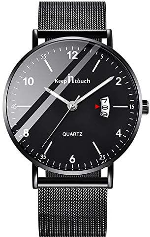 MICGIGI orologio da polso da uomo impermeabile analogico al quarzo con bracciale a rete in acciaio inossidabile
