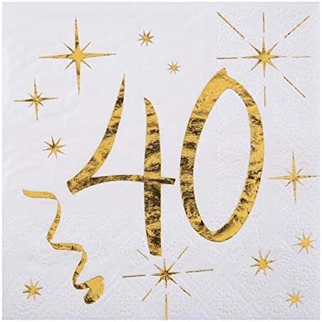 Geburtstags-Servietten 40. Geburtstag Servietten Gold – 3-lagige Cocktailservietten klein – 20 Stück – Party Deko für Mann & Frau – Tischdeko 40 Jahre – Elegant & Einweg (40. Geburtstag)