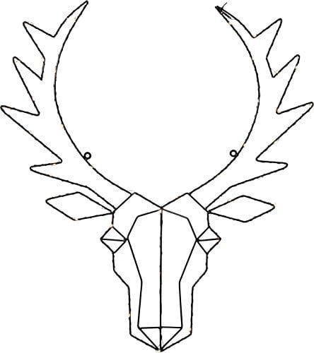 Star Cupid LED-Design-Rentierkopf, Metall, Schwarz, ca. 52 x 57 cm