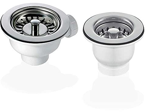 90 & 65mm Chrome Basket Strainer Waste for Astini, RAK, Rangemaster Ceramic Sink