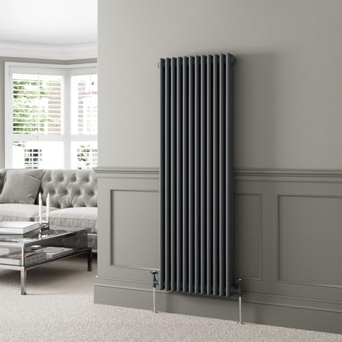 DuraTherm® 1600 x 560mm Anthracite Grey Traditional Vertical Designer Radiator Triple Column Colosseum Cast Iron Style Central Heating Panel Radiators Rad