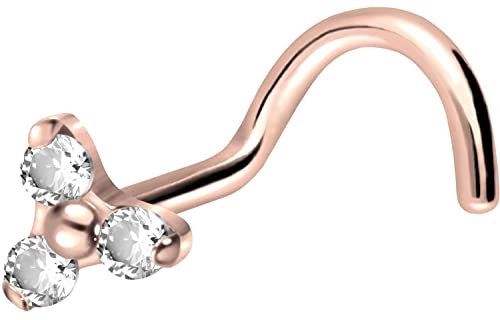 PIERCINGLINE Piercing de nez en titane - Spirale - Fleur en cristal - Piercing de nez - Choix de couleurs, Titane