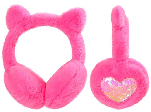 Ohrenschützer Kinder Winter Ohrenwärmer Damen Ohrschützer Mädchen Plüsch Warm Ohrenschutz Kind Warme Ohrschutz Weiche Flauschige Outdoor Ohrwärmer Kälteschutz Winddicht Winterzubehör Frauen Rosenrot K