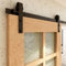 Rail Porte Coulissante Double 295cm Kit Roulette Suspendue Systeme Noir pour 2 Porte Coulissante Interieur 73cm Large, Petite Roue J-forme
