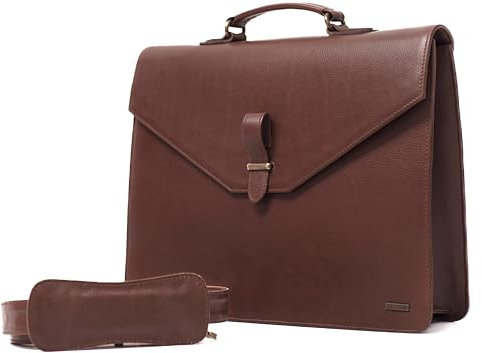 Obi Pelle - 15.6 Inch Semi-Veg Leather Messenger Bags, Leather Laptop Bag, Leather Briefcase for Men, Laptop Handbag for Business Work Office (Brown)
