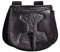 Battle-Merchant Mittelalter Gürteltasche mit Thorshammer Prägung aus Leder | Bauchtasche für Damen und Herren in Schwarz | Wikinger Reenactment Ledertasche für den Gürtel