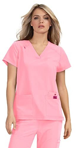 KOI Betsey Johnson Damen Top mit 3 Taschen, V-Ausschnitt, Sweet Pink, Mittel