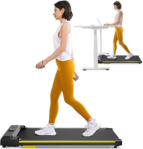 UREVO Walking Pad Con Doppio Assorbimento Degli Urti, Tapis Roulant Elettrico Per Casa Con Telecomando,2,25HP Tapis Roulant Sotto Scrivania Salvaspazio (nero)
