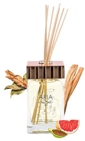 Profumatore per ambiente di design QC Terme Aria New York 500ml, diffusore a bastoncini, fragranza al pompelmo, legno di cedro e gelsomino Made in Italy