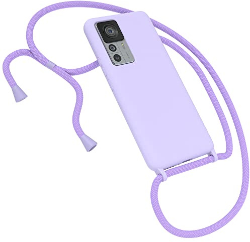 EAZY CASE Premium Silikon Handykette kompatibel mit Xiaomi 12T / 12T Pro Handyhülle mit Umhängeband, Handykordel mit Schutzhülle, Silikonhülle, Hülle mit Band, Kette für Smartphone, Lavendel Lila