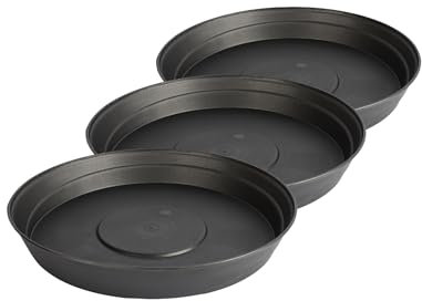 Garronda Platos para Macetas de Plástico Redondos GD-0023 (3 Piezas Grafito, ⌀ 20cm H 3,5cm)