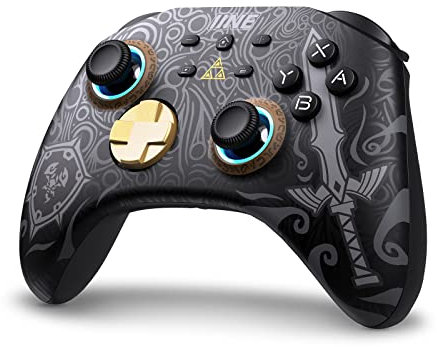 IINE Wireless Switch Controller, Switch Pro Controllers for Switch/Lite/OLED, Switch Remote Gamepad with Headset Jack/RGB Lights/Macro Settings/Wake up/Turbo/Adjustable Rumble