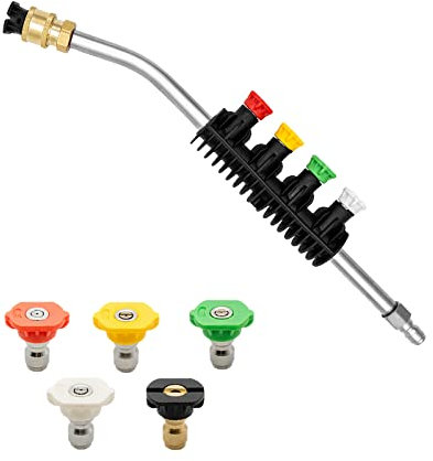 Fai Top Pressure Washer Lance Extension Wand, Replacement Spray Wand Wash Lance with 5 Spray Nozzles,30 Degree Gutter Rod Cleaner Attachment for Car Washing, 1/4'' Quick Connect