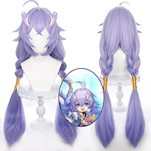 Perruque de cosplay de jeu animé cheveux longs raides violets pour femmes Halloween, Comic Con, spectacle de cosplay