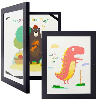 Dmyifan 2 Stück Bilderrahmen a4 Kinderzeichnungen, Kunstfotorahmen Befüllbarer Klapprahmen, Aufbewahrung Darstellung Kunstwerke, für Schule, Zuhause oder Büro