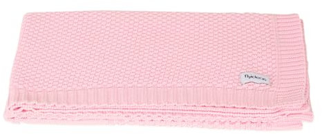 FlyIdeas Coperta per Neonato e Bambino 100% Cotone Pettinato Cert. | Copertina Lavorata a Maglia Morbida Traspirante - Ideale per Passeggino, Culla o Carrozzina Regalo Originale 90x70 cm Rosa