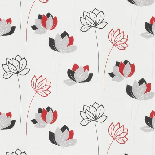 Novara Floral Wallpaper - Red White Black Flowers Glamorous Stylish - Textured Paste The Wall Blown Vinyl