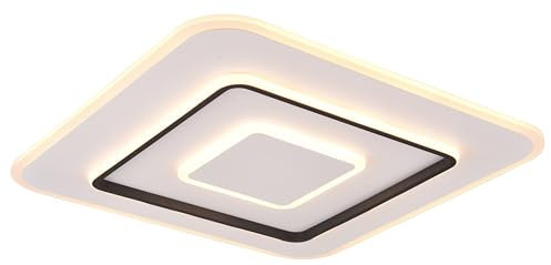 Reality Leuchten LED Deckenleuchte Jora R64293931, Metall Weiß matt, Kunststoff, inkl. 55 Watt LED, Fernbedienung