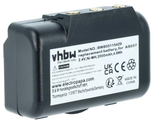 vhbw Akku kompatibel mit IMET M550S Wave S | M550S Wave L Industrie-Funkfernsteuerung Fernbedienung (2000 mAh, 2,4 V, NiMH) - Schwarz