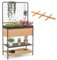 COSTWAY Hochbeet mit Ablagen & Spalier, Blumenbeet mit Abnehmbarer Trennwand & Ablauflöchern, Gartenbeet Holz, Blumenkasten mit Rankgitter für Kletterpflanzen, Garten Balkon Terrasse, 80x38x150cm