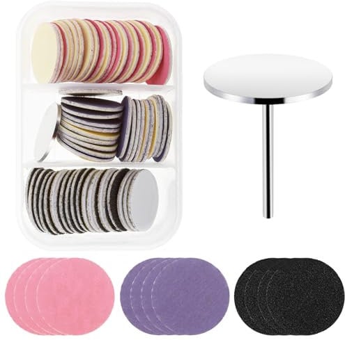 YUXIANLB Sanding Paper Discs with Metal Nail Drill Bit Foot Files Replacement Sandpaper Discs for Dead Skin Cuticle Remover Manicure Pedicure Tools (#80#150#240 Grits)
