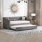 Kinderbett Polsterbett 90x200 cm, Schlafsofa Tagesbett mit Ausziehbares Rollbett, Sofabett Jugendbett mit Lattenrost aus Holz, Jugendbett Gästebett für Wohnzimmer Schlafzimmer, Grau, Ohne Matratze