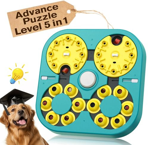 KADTC Advanced Puzzle Toys for Smart Small/Medium/Large Dog Level 5 in 1 Expert Difficult Challenging Interactive Puzzles Toy UKGX