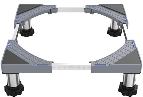 DEWEL Base Lavatrice Per Frigorifero Zoccolo Lavatrice Regolabile Per Asciugatrice e Congelatore, Carico 350kg, Larghezza Regolabile 44,5-67cm, Aumento Altezza 13cm-17cm,Coloro:Grigio