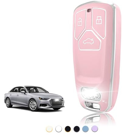 TOOMUME Coque Clé TPU, Etui Clé Étui Clé Adapté pour Audi A4 S4 RS4 B9 A5 S5 RS5 F5 A3 A6 A7 A8 A4L A6L Q2 Q3 Q5 Q7 SQ5 SQ7 S7 R8 4M D5 TT TTS, Couvre Clef Cache Cle Voiture Telécommande - Smart Key