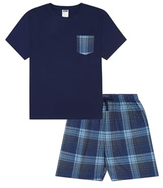 ThePyjamaFactory Pyjama pour enfant Motif tartan Bleu marine