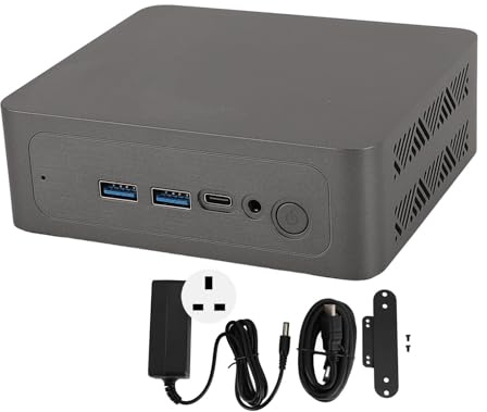 ciciglow Small Gaming Computer, Portable Desktop Mini PC with WiFi 6E, Dual Screen Support, Energy-saving and Speedy NVMe SSD, 5.2, Small Form Factor (UK Plug 8GB+256GB)