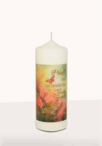 Wiedemann Kerzen Weihnachtskerze Jahreslosung 2025 Prüft Alles und behaltet das Gute 170 x Ø 60 mm