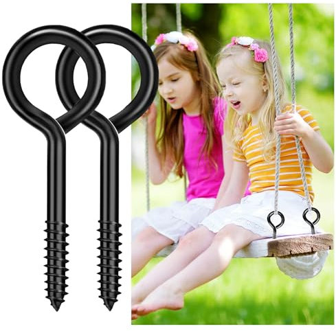 Dayalo 2 viti con occhiello in acciaio inox nero, occhielli a vite M10 x 125 mm, gancio a vite, viti ad anello grandi per amache, tende da sole, poltrona sospesa