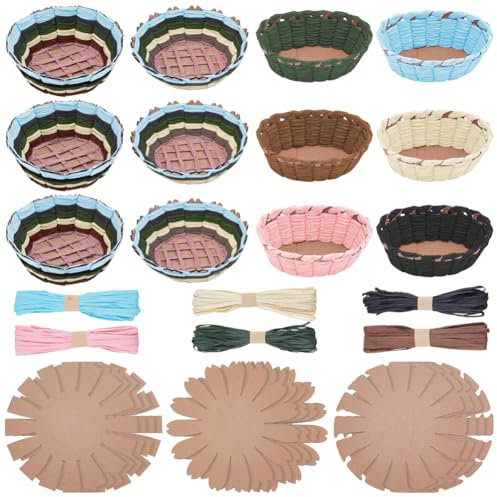 FREEBLOSS 12 Korbflechtset 6 Farben Korbmacherset Für Anfänger Kreative Geflochtene Schale Bastkorb Kunst Und Bastelprojekte Mit Videoanleitung Osterkorb Aktivitäten Für Ostereier