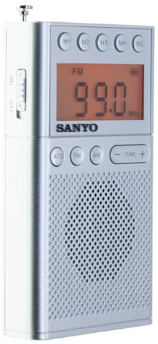 Radio Digital con Presintonias. KS-121P. Sanyo. Entrada para Auriculares. LCD Display. FM/Am Tuner. (Plata)